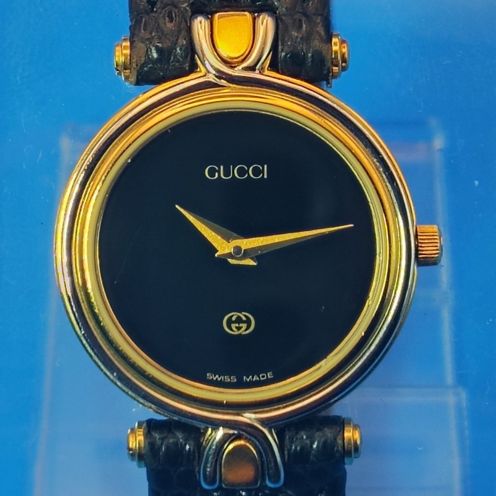 Vintage 1994 Gucci 4500L Swiss Made 30mm Womens Quartz Watch Exotic Lizard Strap